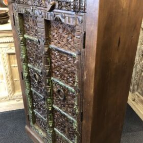 K79 2335 indian furniture dark ornate door cabinet right