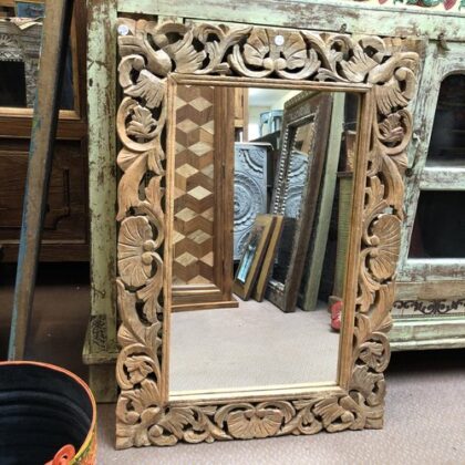 K79 2638 indian furniture natural hand carved mirror front
