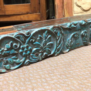 K79 2698 indian furniture chunky panel carvings blue close