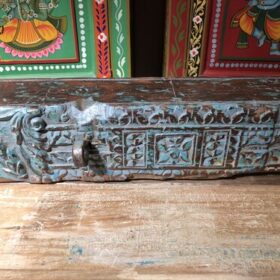 K79 2698 indian furniture chunky panel carvings blue front