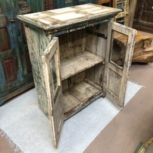 kh24 113 indian furniture blue and cream cabinet open