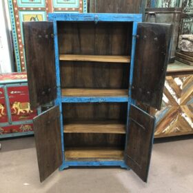 kh24 13 b indian furniture double door blue cabinet open