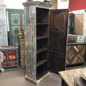 kh24 148 A2 indian furniture slim carved cabinets open