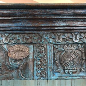kh24 153 indian furniture carved blue bookcase carvings