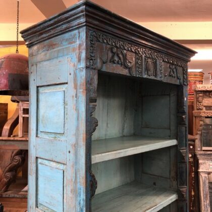 kh24 153 indian furniture carved blue bookcase left