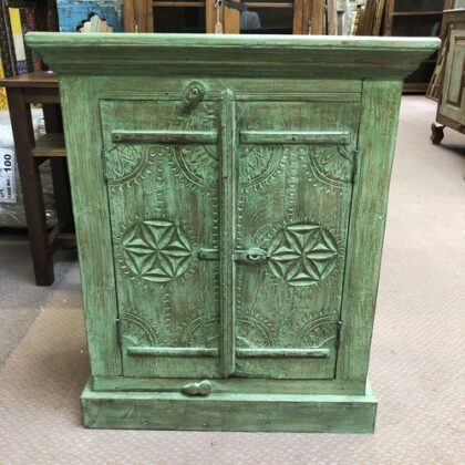 kh24 159 b indian furniture carved cabinet green front
