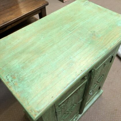kh24 159 b indian furniture carved cabinet green top