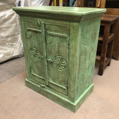 kh24 159 b indian furniture carved cabinet green right