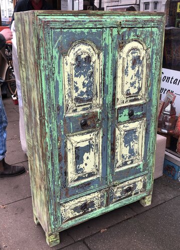 kh24 162 indian furniture green and cream cabinet left