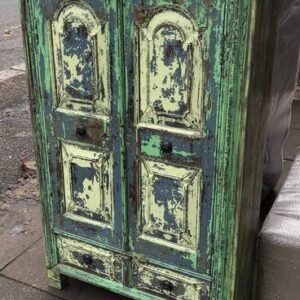 kh24 162 indian furniture green and cream cabinet right