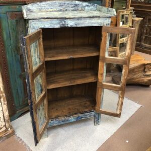 kh24 167 indian furniture blue lipped cabinet open