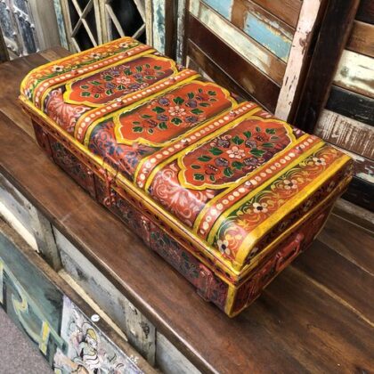 kh24 168 indian furniture hand painted metal trunk top