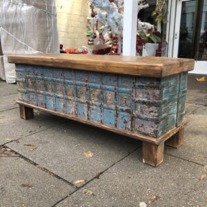 kh24 173 a indian furniture blue metal front trunk right