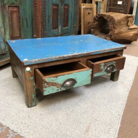 kh24 23 a indian furniture low table with 2 drawers open