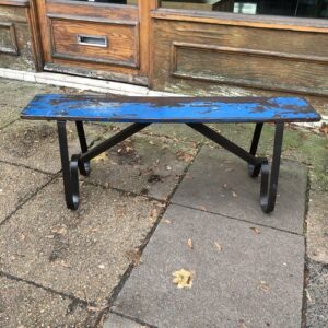kh24 24 indian furniture blue bench with metal legs front