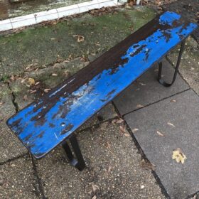 kh24 24 indian furniture blue bench with metal legs top