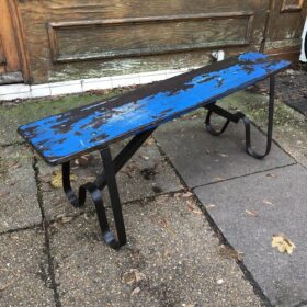 kh24 24 indian furniture blue bench with metal legs left
