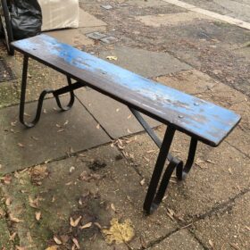 kh24 24 indian furniture blue bench with metal legs reverse