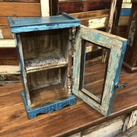 kh24 31 d indian furniture small wall cabinet blue open