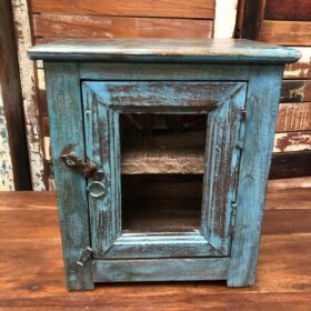 kh24 31 j indian furniture mini glass cabinet blue front