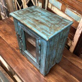 kh24 31 j indian furniture mini glass cabinet blue top