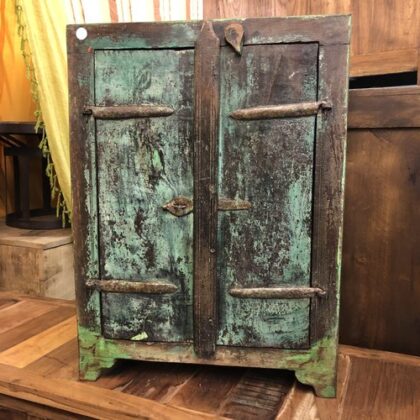 kh24 34 a indian furniture rustic cabinet green feet front