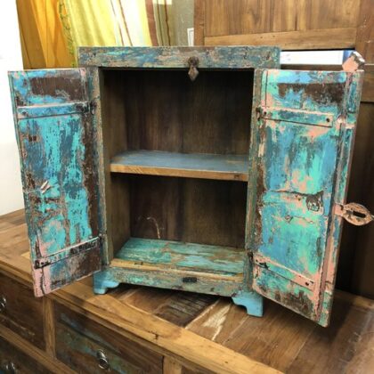 kh24 34 b indian furniture rustic cabinet blue pink open