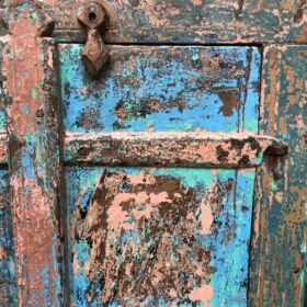 kh24 34 b indian furniture rustic cabinet blue pink close