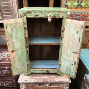 kh24 34 f indian furniture rustic cabinet green pink inside