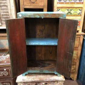 kh24 34 h indian furniture rustic cabinet blue edge open