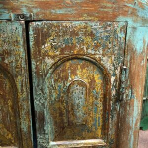 kh24 34 h indian furniture rustic cabinet blue edge close