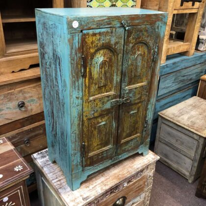 kh24 34 h indian furniture rustic cabinet blue edge main