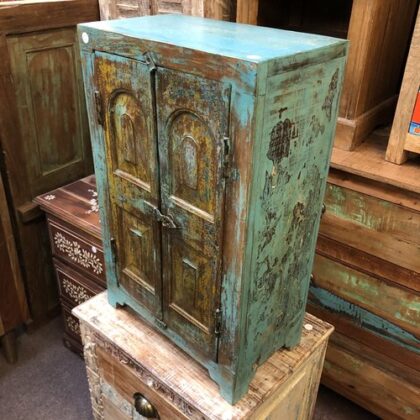 kh24 34 h indian furniture rustic cabinet blue edge right