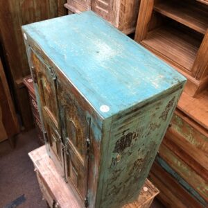 kh24 34 h indian furniture rustic cabinet blue edge top