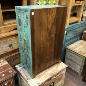 kh24 34 h indian furniture rustic cabinet blue edge back