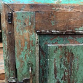 kh24 34 j indian furniture rustic cabinet green brown close