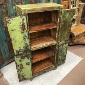 kh24 5 indian furniture shabby green cabinet open