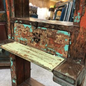 kh24 67 indian furniture painted mirror with shelf drawer