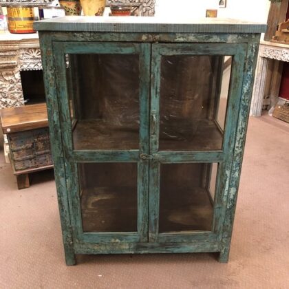 kh24 96 indian furniture turquiose glass cabinet front