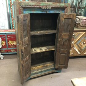 kh24 97 indian furniture framed panelled cabinet open