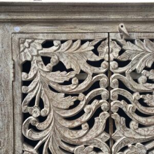 k80 7962 indian furniture white carved cabinet close