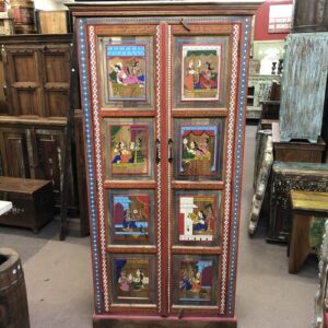 k80 7994 indian furniture tall hand painted cabinet front
