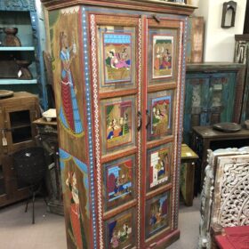 k80 7994 indian furniture tall hand painted cabinet left