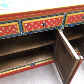 k80 8024 indian furniture red painted sideboard inside