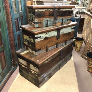 k80 j 8 indian furniture reclaimed storage trunks set