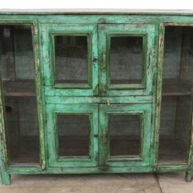 kh25 111 indian furniture green glass sideboard front