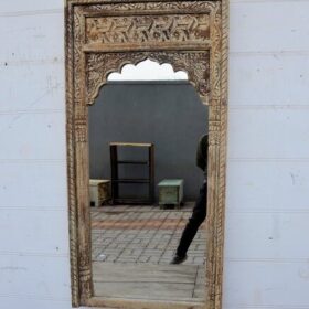 kh25 182 indian furniture natural carved arch mirror factory right