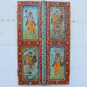 kh25 185 indian furniture small red & pale blue door factory front