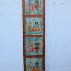 kh25 187 b indian furniture scenes panel red blue factory front