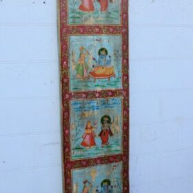 kh25 187 b indian furniture scenes panel red blue factory left